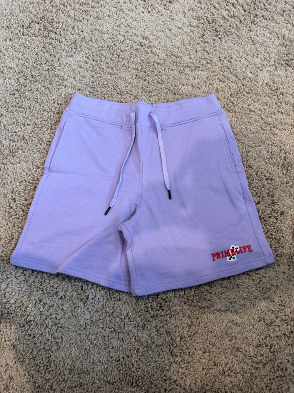 Primitive Men’s Lavender Drawstring Fleece Shorts with Red Logo